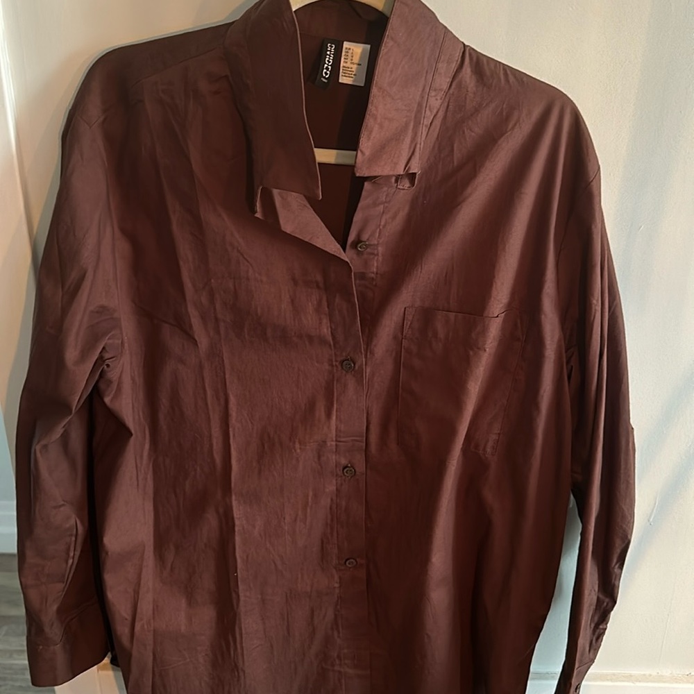 H&M Chocolate Brown Long Sleeve Button Down